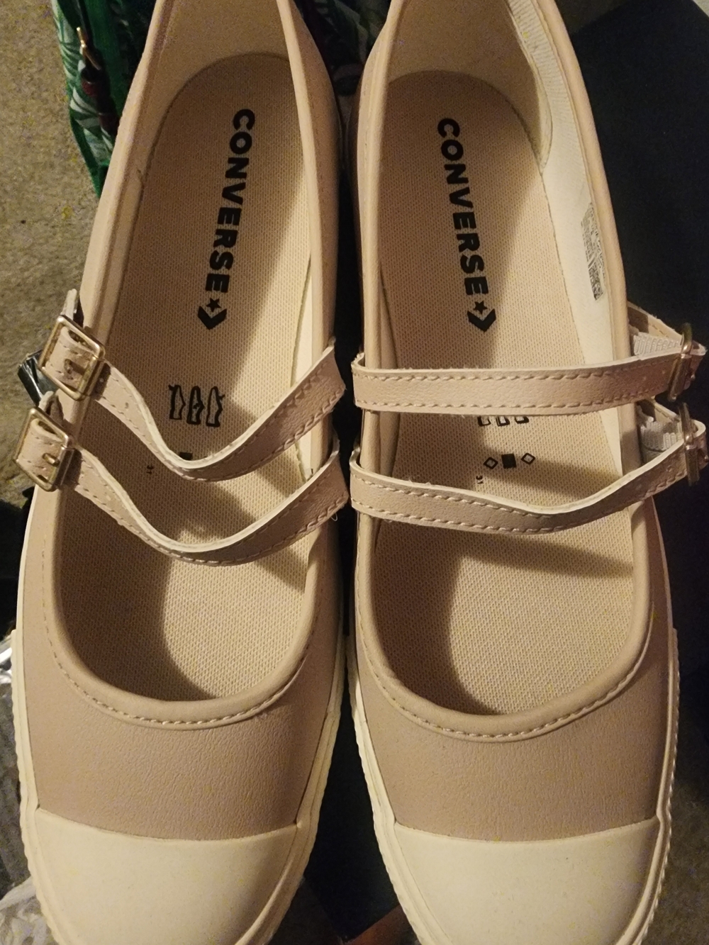 New Converse Double-Strap Mary Jane Sneakers in Light Beige